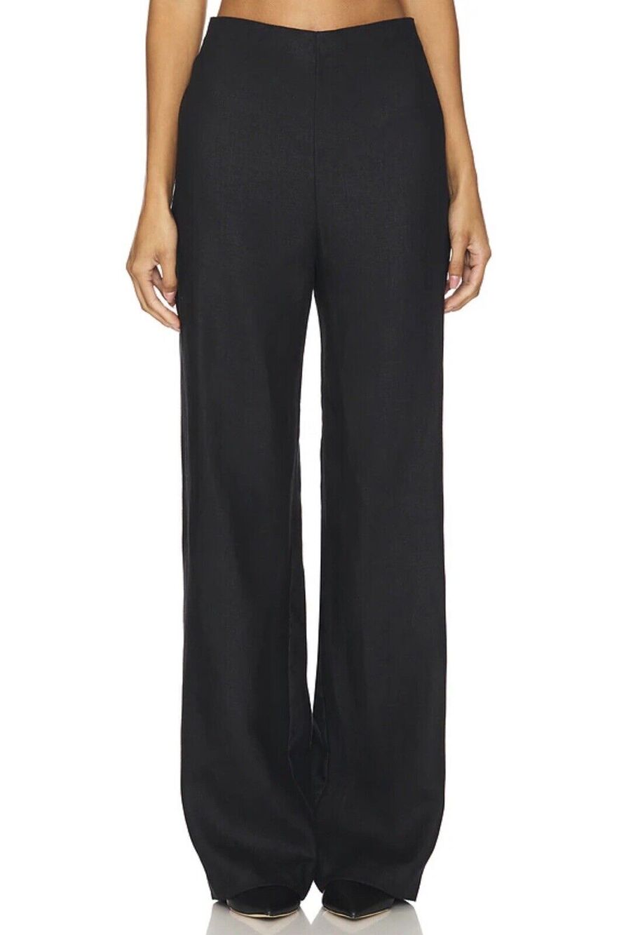 NWT Pearl Linen Viscose Riviera Pants Sabato Black High Waist 8